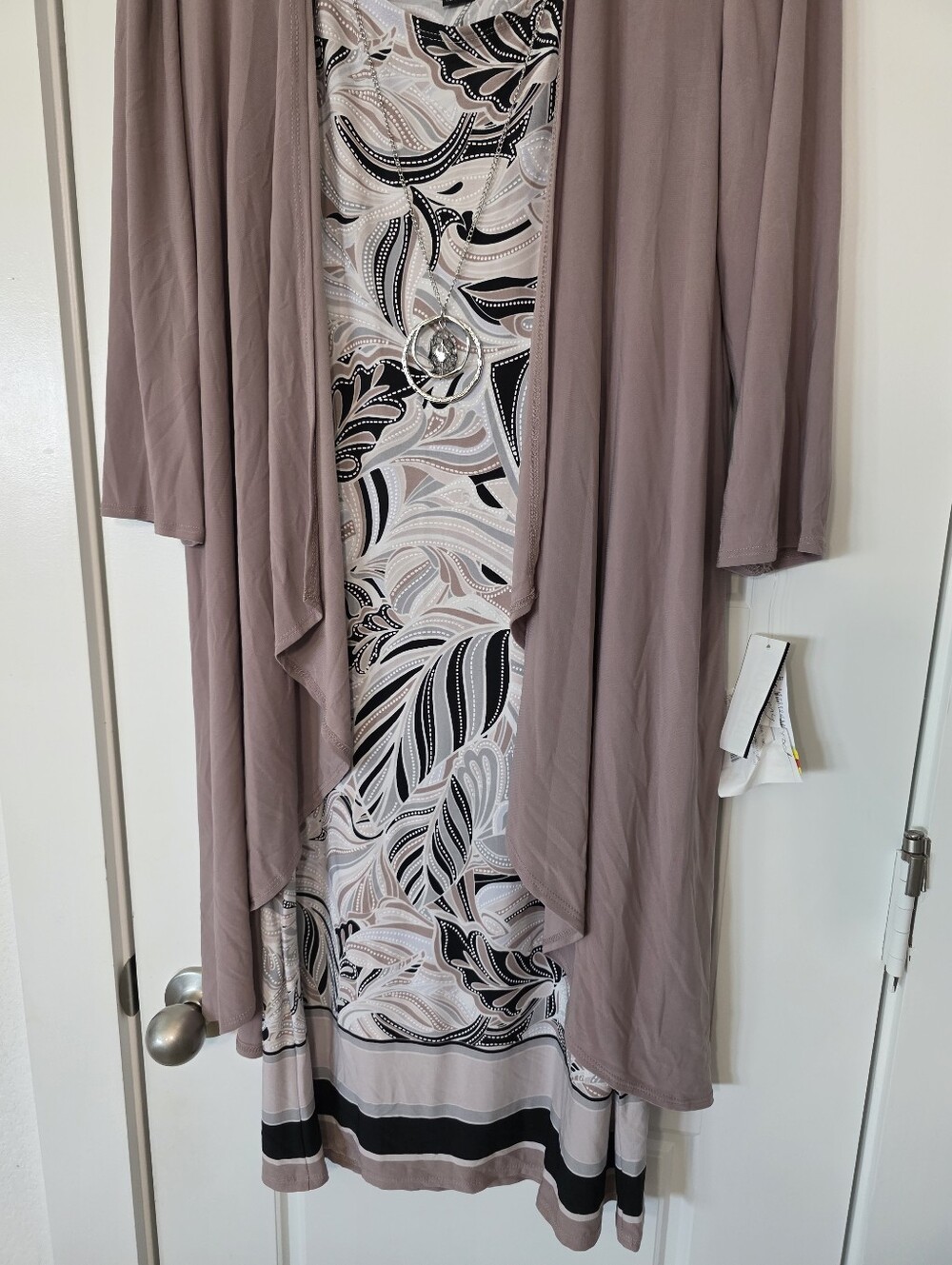 NWT R&M Richards 2 Piece Jacket Dress Set Size 8 Mocha Neutral Paisley Career - Picture 6 of 12